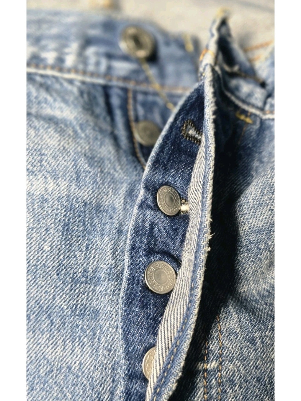 Light Wash Distressed Jeans - Blue - Picture 4 of 7